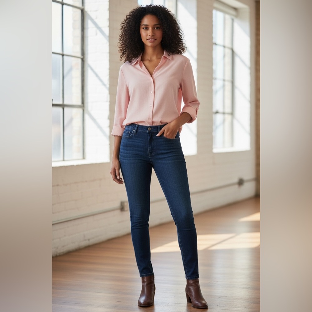 Encore Jeans Blue Skinny Denim 16P NWOT | High‑Rise Sleek Stretch Fit